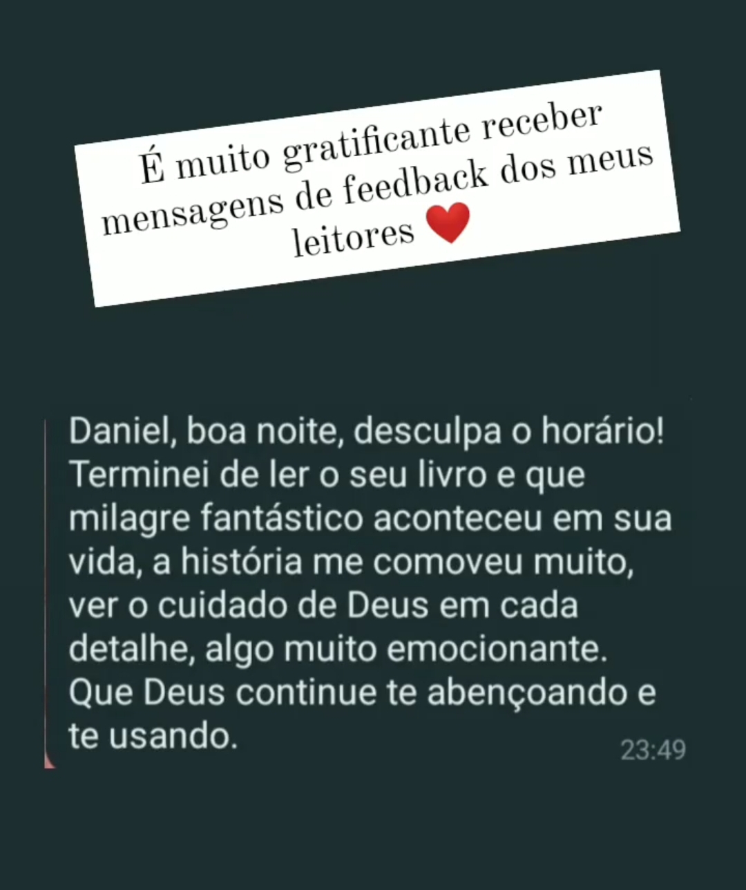 Feedback de leitor enviado ao autor